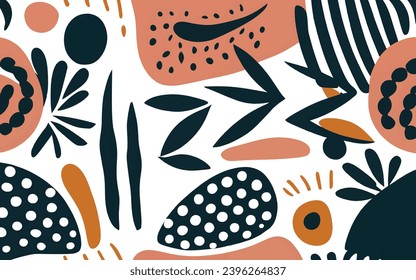 Hand drawn minimal abstract organic shapes pattern