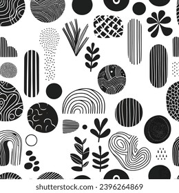 Hand drawn minimal abstract organic shapes pattern