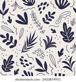 Hand drawn minimal abstract organic shapes pattern. Seamless organic shape pattern