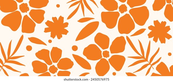 Dibujado a mano patrón de Formas orgánicas abstractas mínimas. Lindas Formas botánicas, recortes infantiles aleatorios de hojas tropicales, flores y ramas, Ilustración vectorial de arte abstracto decorativo.