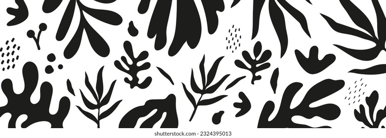 Hand drawn minimal abstract pattern. Collage contemporary print. Botanical art background vector. Vector illustration