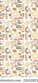 Hand drawn minimal abstract shapes pattern. Collage contemporary print. Fashionable template for design.