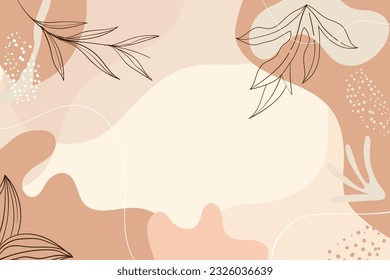 La mano dibujó un fondo mínimo. Flores y formas orgánicas fondo, banner, papel pintado y tarjetas