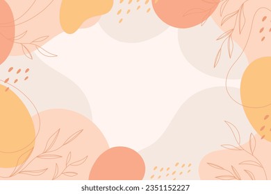Hand drawn minimal background. watercolor abstract doodle background. Flowers, leaves and organic shapes background, banner, wallpaper and cards.