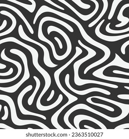 Hand drawn minimal black and white abstract shapes seamless pattern