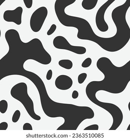 Hand drawn minimal black and white abstract shapes seamless pattern
