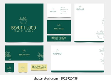 Hand drawn minimal botanical business branding and full stationary