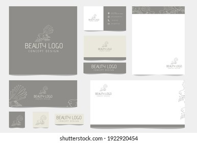 Hand drawn minimal botanical business branding and full stationary