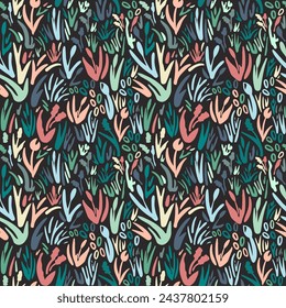 Hand drawn minimal bright abstract organic shapes pattern. Collage contemporary print. Fashionable template for design.