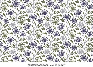 hand drawn minimal floral pattern in continuous line style for home textiles and stylish wallpaper

