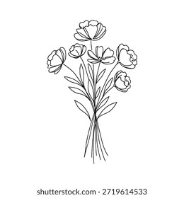 Hand drawn minimal floral vector illustration