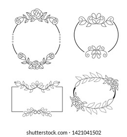 Hand drawn minimal flower frame