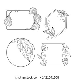 Hand drawn minimal flower frame