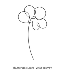 Hand drawn minimal flower vector. Linear contour icon. Line continuous drawing. Floral design, botanical print, card, sign, wall art poster, logo, doodle, symbol. Abstract cartoon illustration.