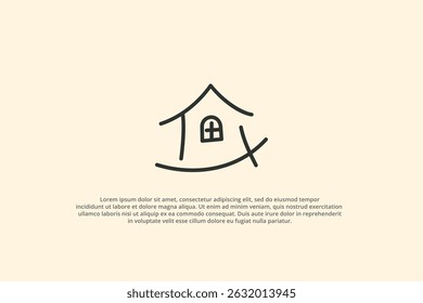 desenho de logotipo de casa mínimo desenhado à mão