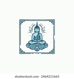 hand drawn minimal illustration of a buddha meditation