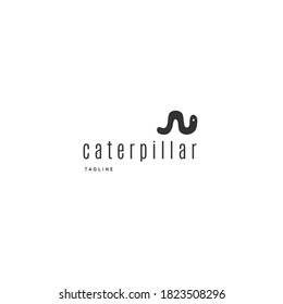 Hand drawn minimal logo template design. Vector insect icon, a caterpillar, worm. For branding and business identity. For garden shops, for pest control companies.