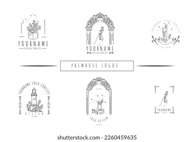 Hand drawn minimal simple black and white daisy flower line logo vector style design bundle