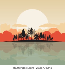 Hand drawn minimal style landscape design