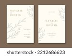 Hand drawn minimal wedding invitation. Wedding invitation concept. Floral poster, invite. Vector decorative greeting card, invitation design background