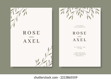 Hand drawn minimal wedding invitation. Wedding invitation concept. Floral poster, invite. Vector decorative greeting card, invitation design background