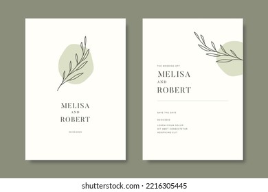 Hand drawn minimal wedding invitation. Wedding invitation concept. Floral poster, invite. Vector decorative greeting card, invitation design background