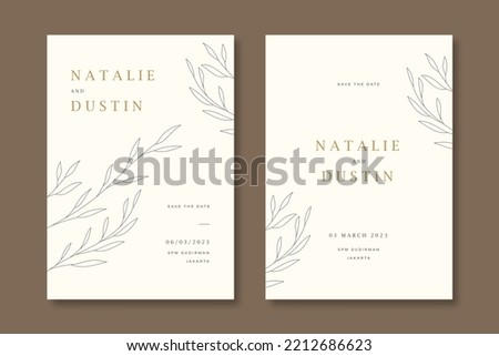 Hand drawn minimal wedding invitation. Wedding invitation concept. Floral poster, invite. Vector decorative greeting card, invitation design background