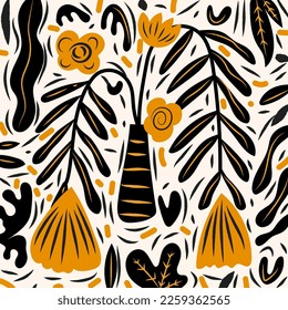 Hand drawn minimalist abstract organic shapes pattern vector illustration. Fashionable template for design.