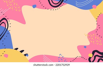 Hand Drawn Minimalist Background. Organic Shapes Pastel Color Background, Wallpaper, And Banner.