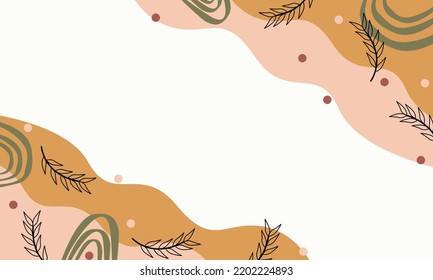 Hand Drawn Minimalist Background. Organic Shapes Pastel Color Background, Wallpaper, And Banner.