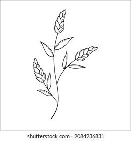Hand drawn minimalist floral illustrtation black and white