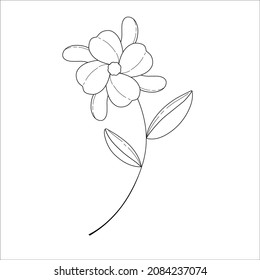 Hand drawn minimalist floral illustrtation black and white