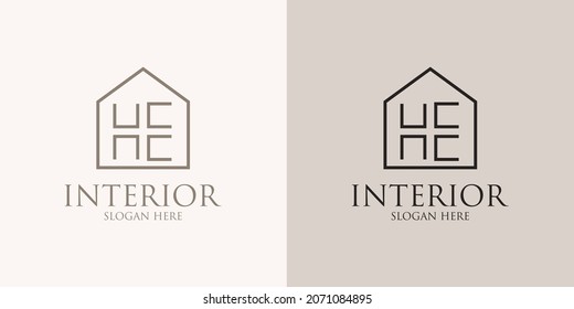 hand drawn minimalist interior logo set