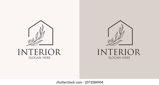 hand drawn minimalist interior logo set