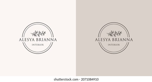 hand drawn minimalist interior logo set