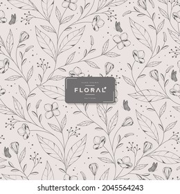 hand drawn minimalist line art floral pattern