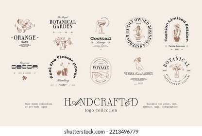 Hand drawn minimalist logo set for your brand identity or packaging design