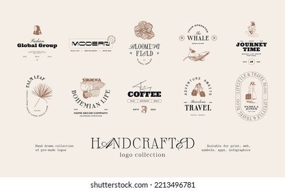 Hand drawn minimalist logo set for your brand identity or packaging design