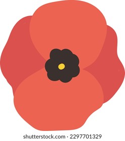 Hand Drawn Minimalist Red Poppy Flower Vector Illustration