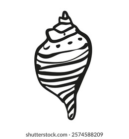 Hand drawn minimalist sea shell animals, starfish sketch doodle retro vintage style isolated on white. Restaurant menu design collection