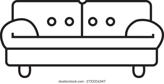 Ilustración minimalista dibujada a mano del arte de la línea del sofá con los cojines para el diseño interior de la sala de estar y los proyectos para colorear