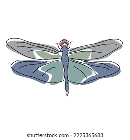 hand drawn minimalist style vector dragonfly design silhouette on white background