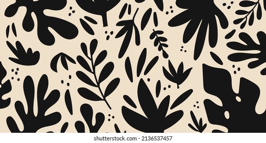 Hand Drawn Minimalistic Abstract Organic Plant Shapes On Isolated Background. Collage Modern For Print. Fashionable Template For Design .unusual Doodle Art Matisse Style Hand Drawn