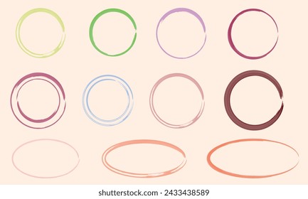 Hand drawn minimalistic circle set with quotes. Isolated text box in watercolor style