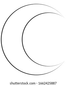 Hand drawn minimalistic moon on white background. Can be used for logotypes creating, wedding invitations and greetings, business cards, for your branding, web design, pattern. Vector illustration