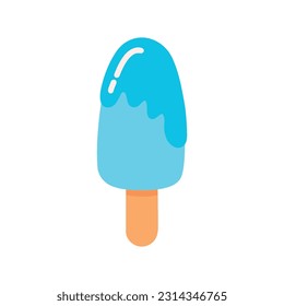 Hand drawn mint popsicle ice cream stick vector in blue clip art for summer drink element decoration isolated on white background