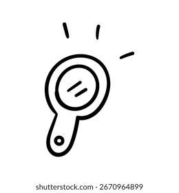 Mão desenhada espelho ícone de elemento de espelho de mão estilo contorno vetor ilustração design