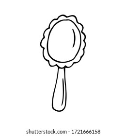 Hand drawn mirror isolated on a white background. Doodle, simple outline illustration. It can be used for decoration of textile, paper and other surfaces.