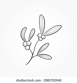 hand drawn mistletoe. sketchy floral vector element for christmas greeting card