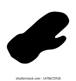 Hand Drawn mitten doodle. Silhouette icon. Decoration element. Isolated on white background. Flat design. Vector illustration.